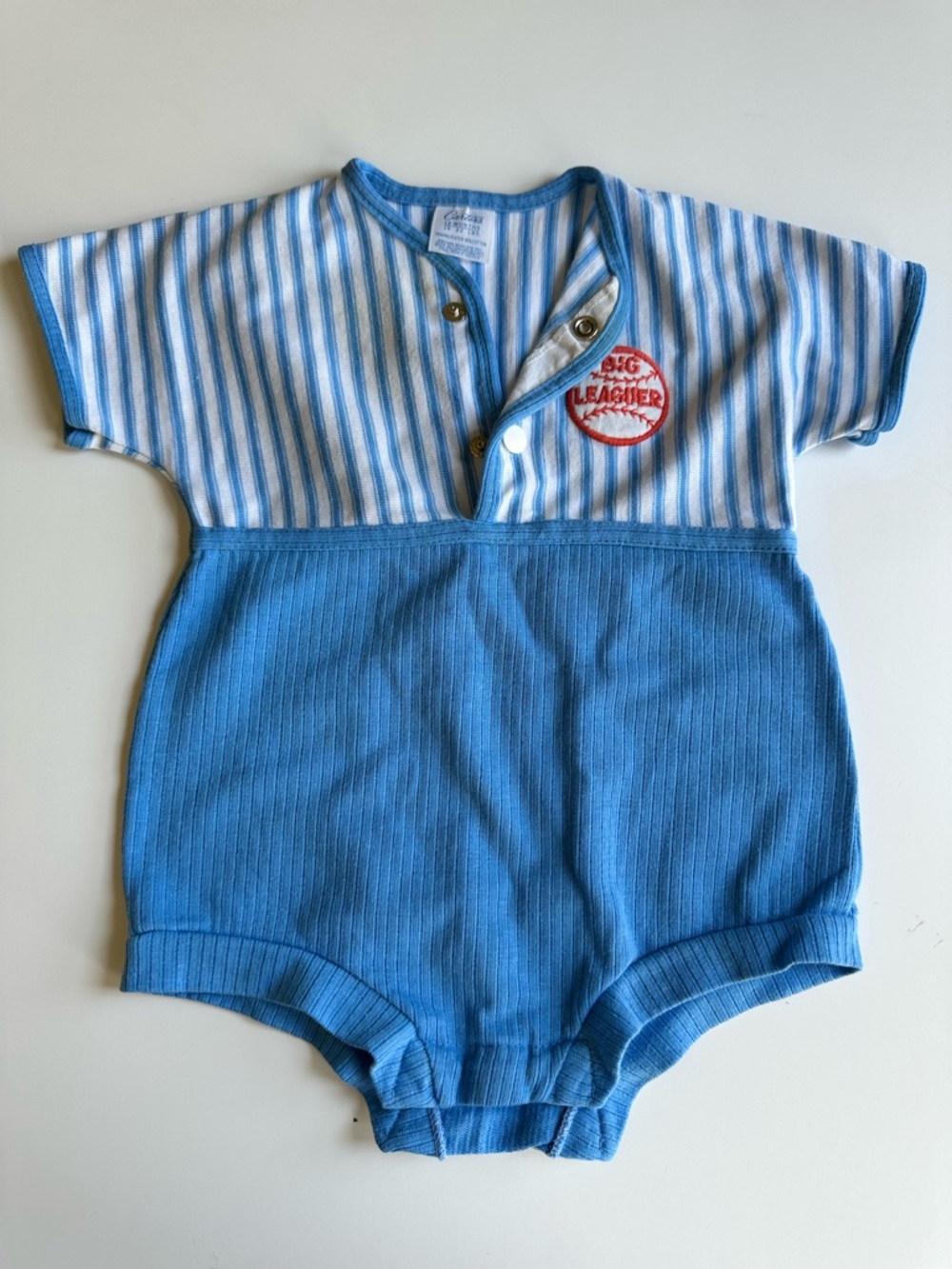 Vintage Carters Baby Baseball Big League One Piece Blue 12 Months